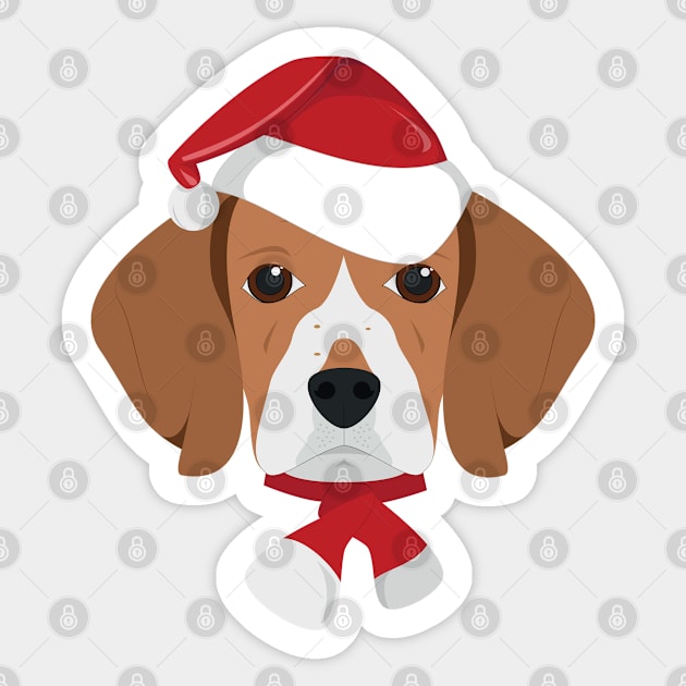 Beagle Dog With Red Santa's Hat Funny Xmas Gift Sticker by salemstore